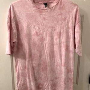 Pink and white tie dye short sleeve tee